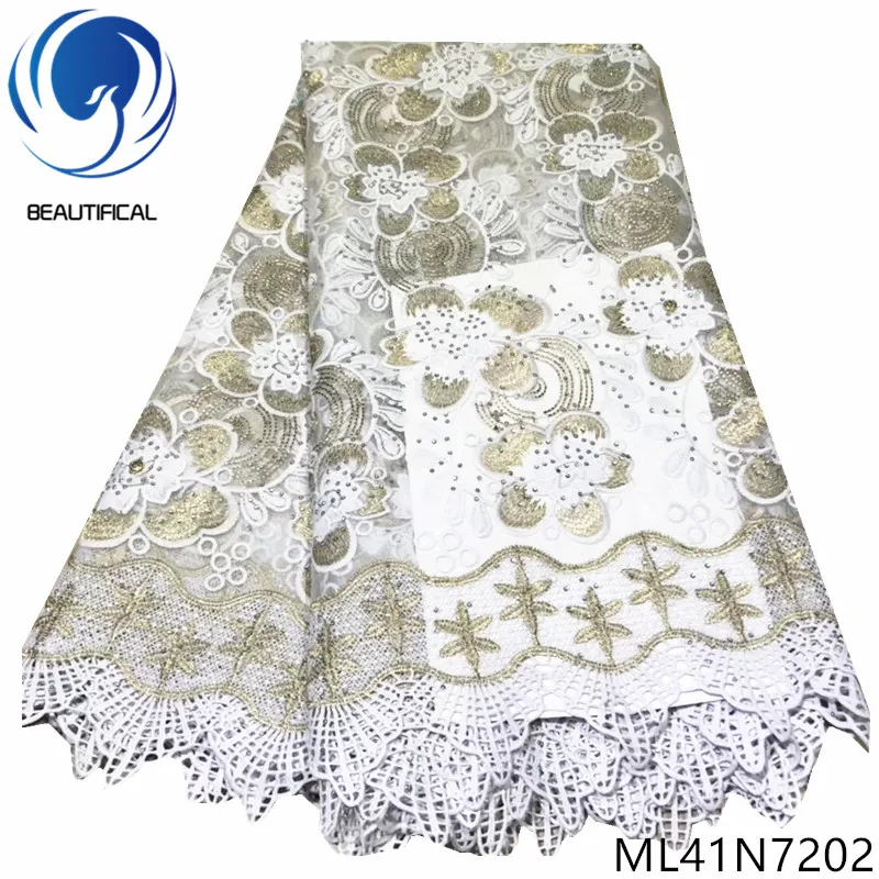 

BEAUTIFICAL african lace fabrics Latest style embroidery flowers tulle lace mix guipure lace with stones for dress ML41N72
