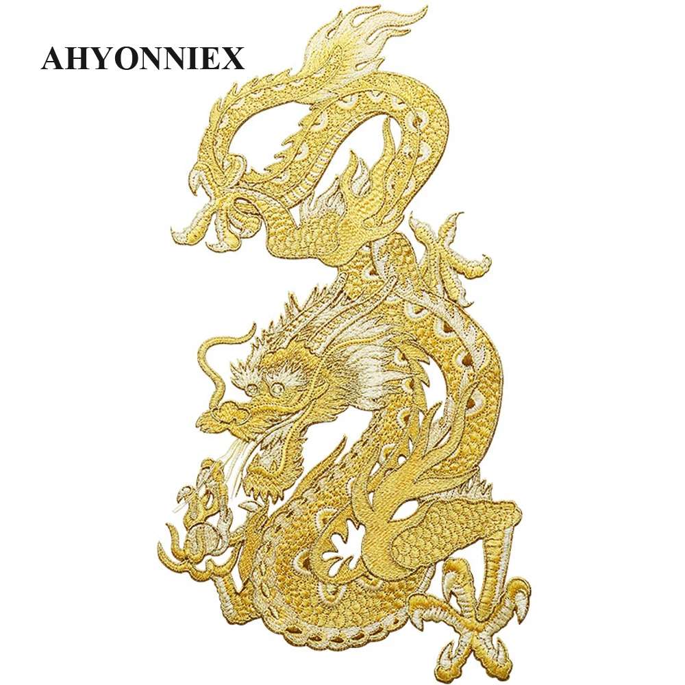 Große Größe Goldene Silber Drachen Bestickt Patch Nähen Auf Bekleidungs Applikationen Patches für Mode Cheongsam Kleid DIY Zubehör – Detail 7