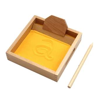 

Alphabet Shape Sand Table with Wooden Pen Children's Alphabet and Numbers Learning Toy Writing Practice Tool