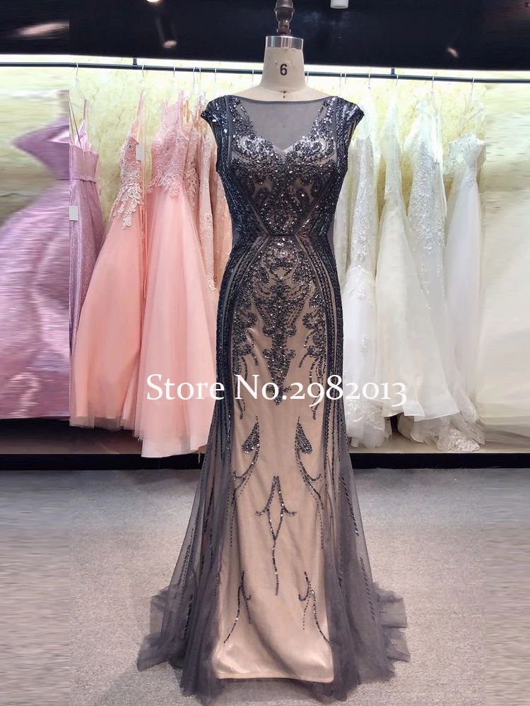 

Formal Elegant Backless Luxury Mermaid Crystals Beads Evening Dresses 2020 Abendkleider Women Gown vestidos largos de fiesta