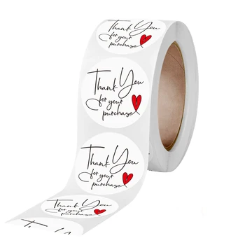 

Thank You for Your Purchase Sticker Labels White Background with Red Heart Design Highly Recommended for Small Business Owners