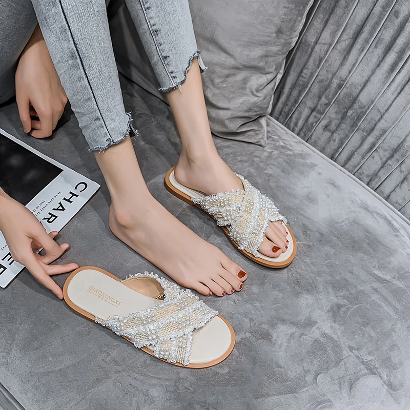 

KATELVADI Big Size 35-43 Summer Beach Slippers Square Toe Shoes Sandals XH-003