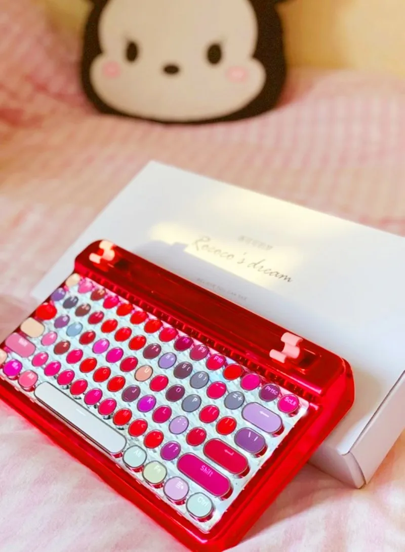 New Steam Punk Rococo Lipstick Dot Wireless Bluetooth Keyboard Retro