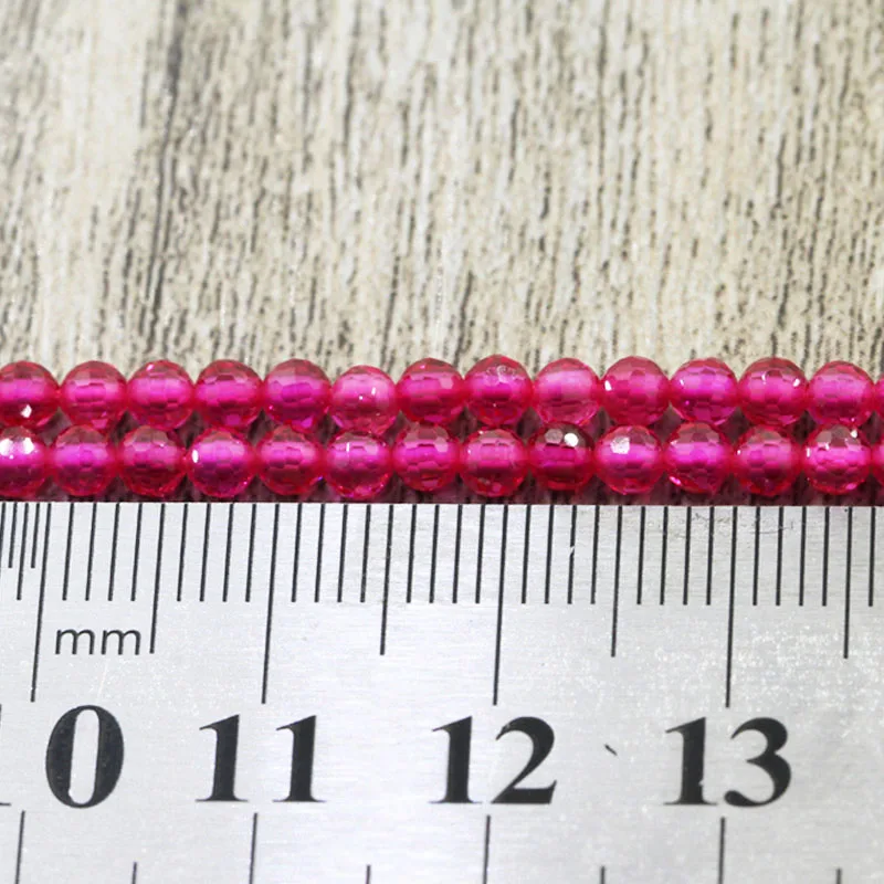 Natural Red Corundum Stone Beads Fashion High Quality Faceted Round Crystal Beads 2 3mm Red Shining Stone For Jewelry Making