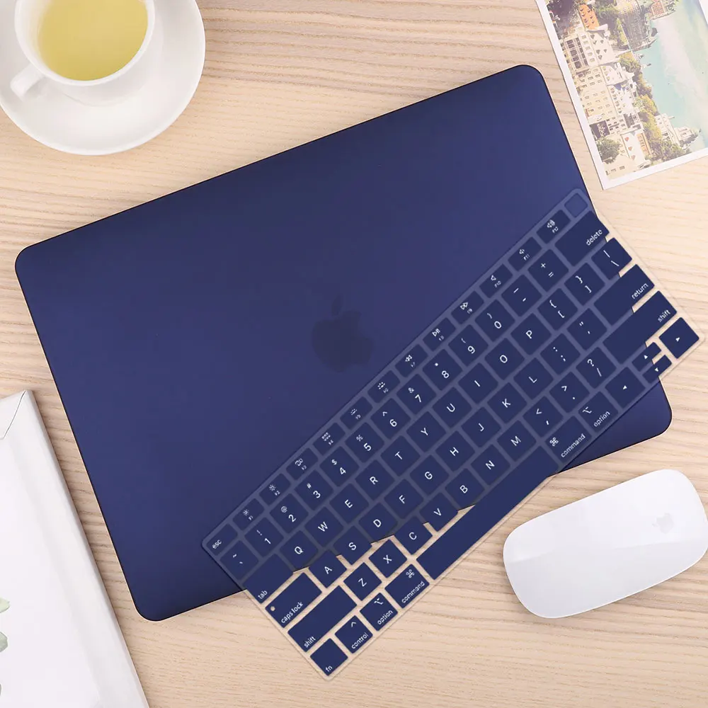 Чехол для ноутбука 4 в 1 для MacBook Air 11, 13 дюймов и Pro retina 13,3, 15,,,, кристально Матовый Жесткий чехол для клавиатуры - Цвет: Navy Blue