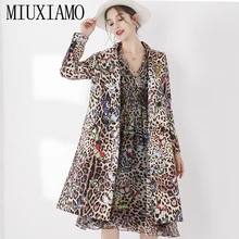 MIUXIMAO/Новинка, подиумная осенне-зимняя куртка для женщин с одной пуговицей, аппликацией, бриллиантами, бабочкой, леопардовым принтом, пальто, Vestidos