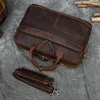 Retro Laptop Briefcase Bag Genuine Leather Handbags Casual 15.6" Business Bag Daily Working Tote Bags Men Male bag for documents 3