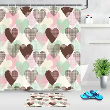 

Hearts Seamless Pattern Shower Curtain Bathroom Curtain Waterproof Heart Shape Bath Curtain Fabric High Quality Home Decoration