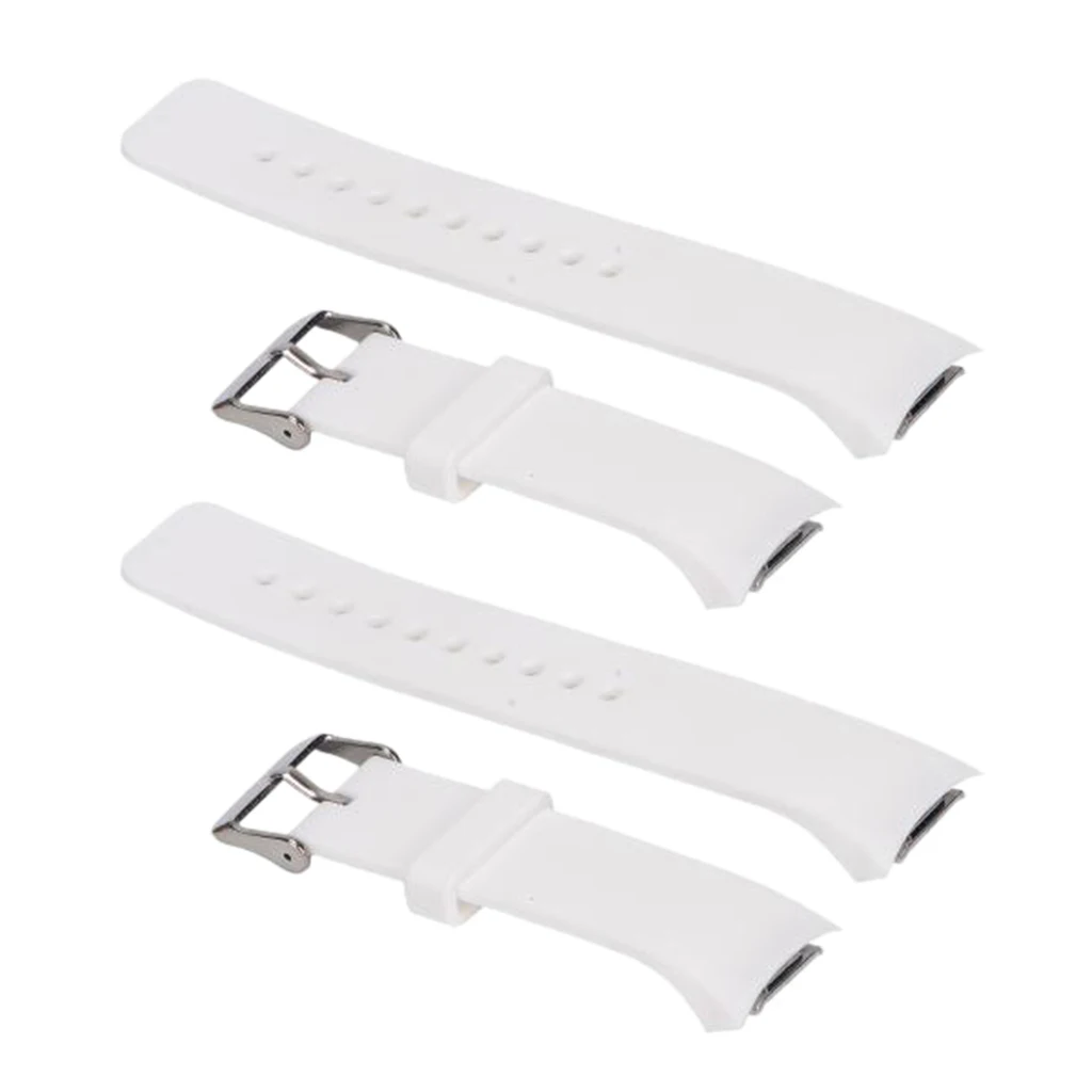 2Pcs Smart Watch Silicone Soft Wrist Band Straps for Samsung Gear S2 BSM-R720 White