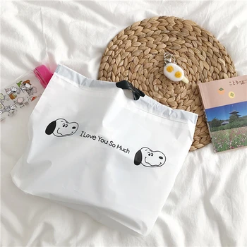 

Sandro ins cute cartoon puppy tote bag foldable shopping bag drawstring stationery storage bag plastic bag