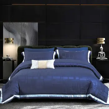 

Jacquard Weave Four Paper Set Long Wool 100 Branch Satin Weave Bring Concise Solid Color Coupe 1.8m2 Meters Bedding Article