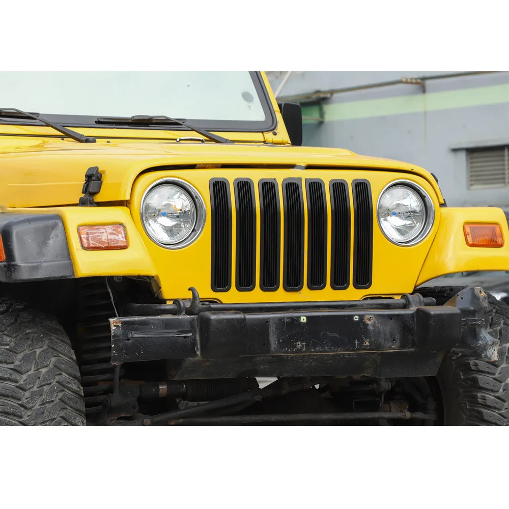 Для Jeep Wrangler TJ 1997-2006 автомобиль передняя решетка Накладка для укладки волос спереди светильник лампа кольцо авто аксессуар 9 шт./компл
