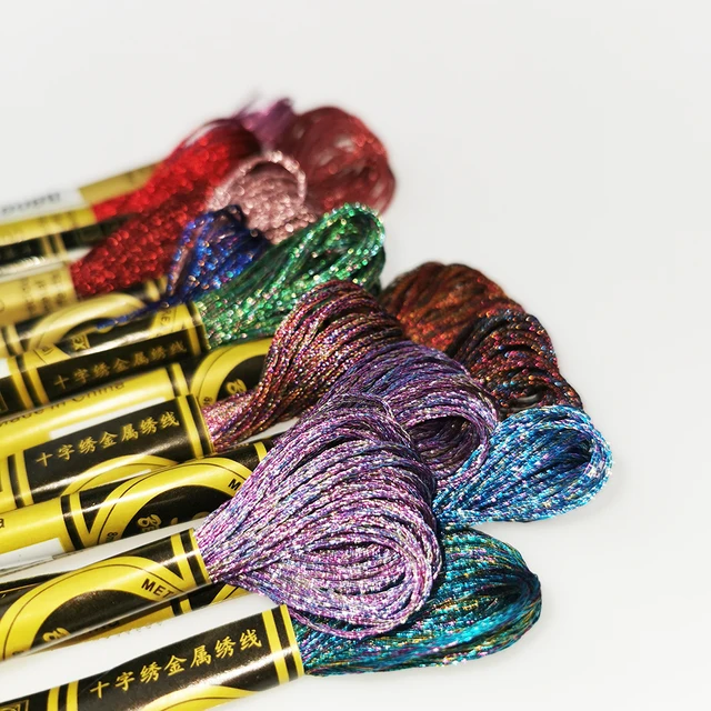 Buy Multicolor Embroidery Metallic Shiny Thread Cross Stitch Floss Threads Cotton Sewing Skeins Skein Kit Sewing Tool Online