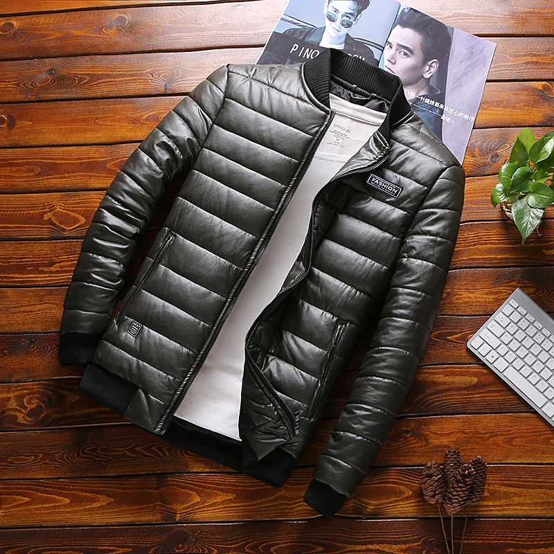 Большой размер до 150 кг мужская зимняя куртка из искусственной кожи хлопок gar мужское теплое пальто мужское повседневное черное пальто Брендовое качество M-3XL