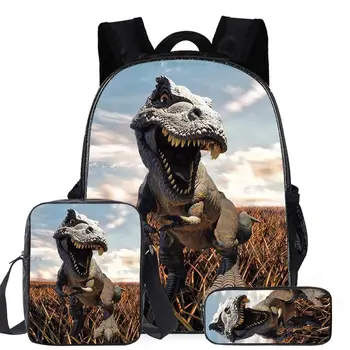 

3Pcs/Set Jurassic World Animal Printing Children School Bags Dinosaur Boys Backpack for Kid Schoolbags Mochila