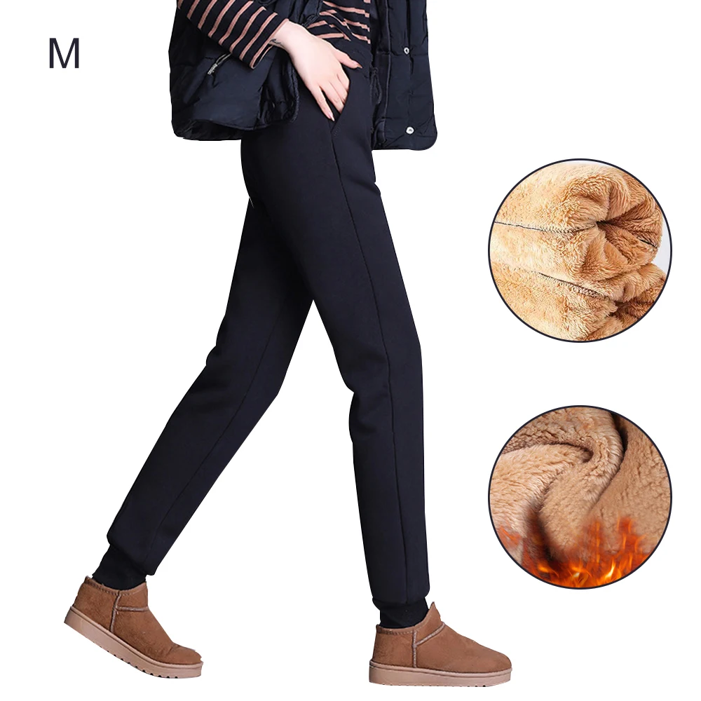 

Thick Winter Cashmere Pants Warm Loose Casual Long Stretchy Pants Women Pure Color Plus Velvet Leggings