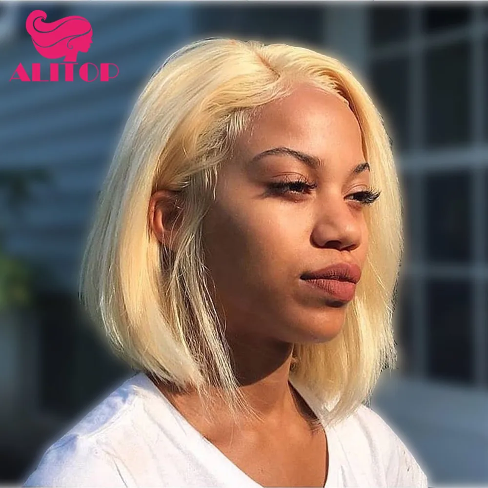 

ALITOP 613 Blonde Bob Wig 13X4 Lace Front Human Hair Wigs Straight Brazilian Remy Hair Wig Short Ombre Bob Lace Front Wigs