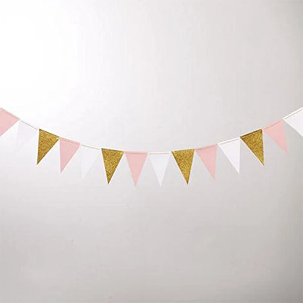 Fashion-Pennant Garland Pennant Chain Sign Wedding Birthday Party Decoration Paper Gold, Pink, White