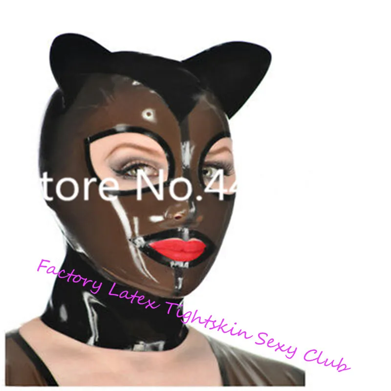 

Latex Mask Rubber Unisex Hood Cosplay Animal Mask with ears Rubber Fetish Cosplay Mask Latex Headgear Customized XS-XXL