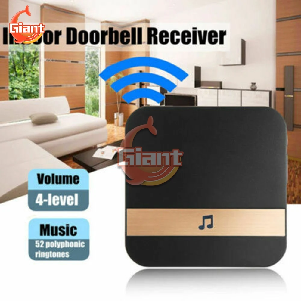 US EU AU Plug Doorbell Receiver Wireless Ding Dong Doorbell Smart Dingdong Machine Door Ring Use with Wireless Video