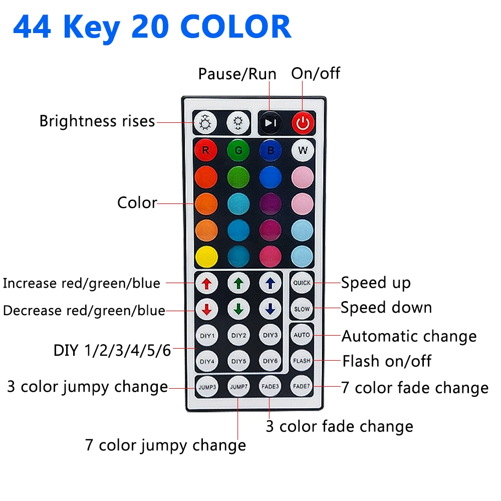 СИД полосные осветители для 2835 мульти-Цвет комплект IP65 Водонепроницаемый Гибкая RGB 300 светодиоды с 44-клавишным пультом управления AC/DC 12V Питание для использования внутри помещений