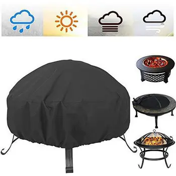 

Patio Fire Pit Cover Waterproof UV Protector Grill BBQ Shelter Dust Cover Outdoor Garden Yard Round Canopy Furniture Covers.
