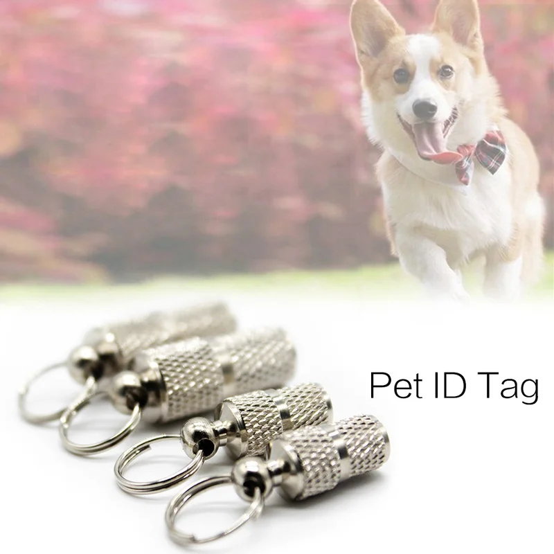 

1pc Dog Collar Pet Identity Card Pet Loss-preventing Dog Cat ID Tags Silver Storage Capsule Pet Label Holder Pet Supplies