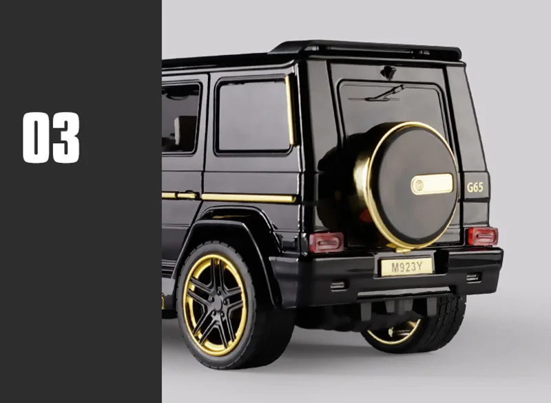 Модель автомобиля из 1:24 сплава Big G G65, модифицированная модель внедорожника, модель внедорожника, игрушки для моделирования, звук и светильник, модель двери
