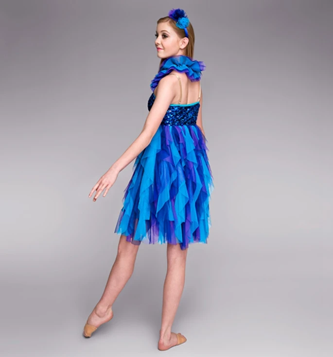 Женские синие Профессиональные платья с длинными рукавами для взрослых, балетные платья для танцев, балетное платье-пачка для сцены, танцевальная одежда для взрослых 251