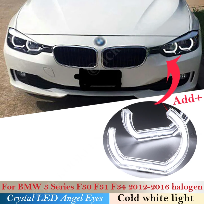 

Для BMW 3 серии F30 F31 F34 2012-2016 автомобильный DTM стиль Кристальные светодиодный ангельские глазки галогенные кольца для фар автомобильный Стайлинг