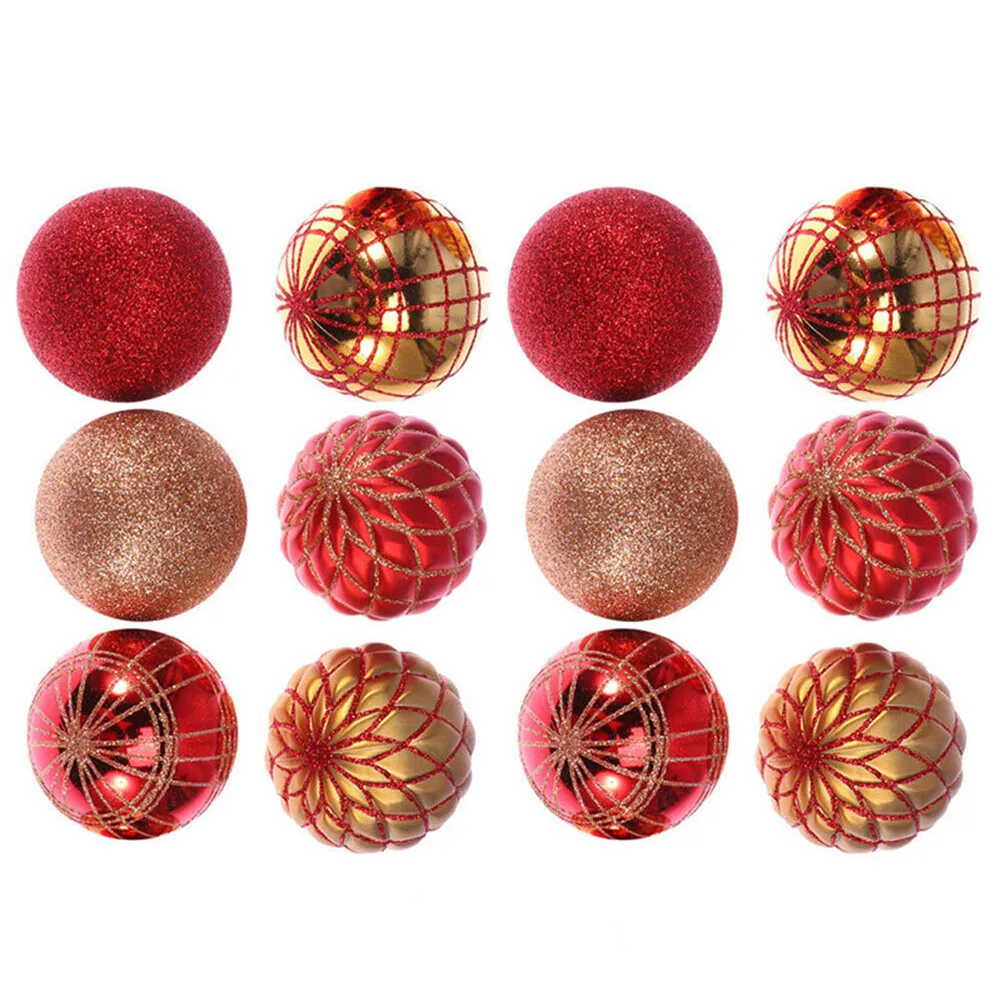 12Pcs/Set 7cm Christmas Ball Party Supplies Xmas Ornament for Home Window J2Y - Цвет: Red gold