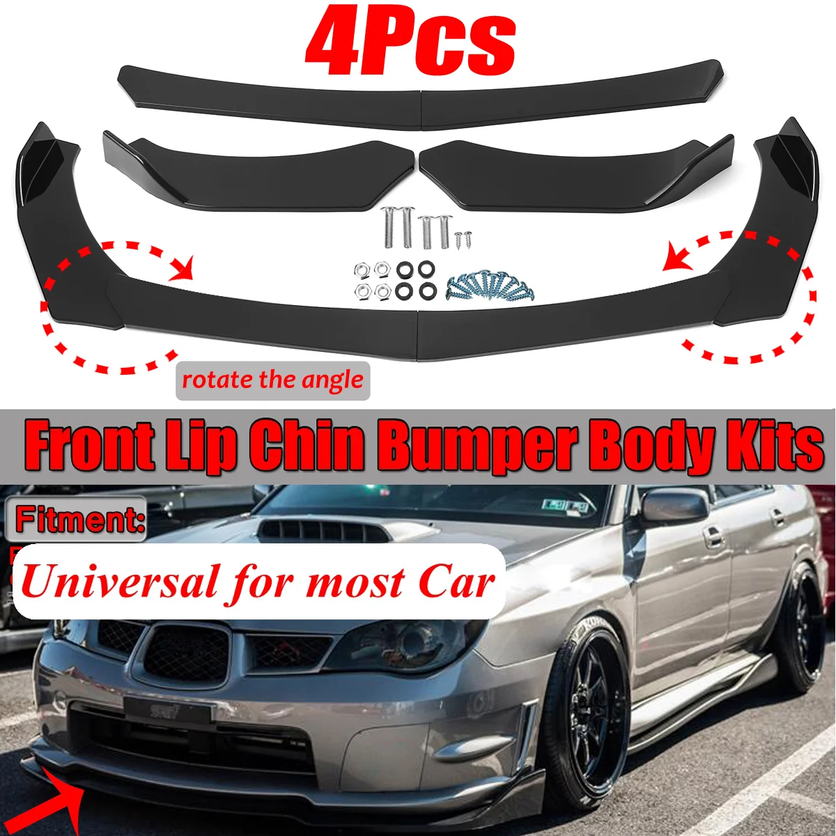 Car Bumper Lip Splitter Spoiler Chin Body Kit Universal Front Bumper