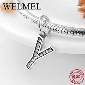 

Authentic 925 Sterling Silver Letter Alphabet Y Beads Fit Original Charms Pandora Bracelet Necklace Silver Jewelry making