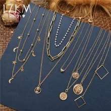 17KM Vintage moda oro Luna estrella moneda Collar para mujeres Bijoux corazón gargantilla collares colgantes largos 2020 joyería geométrica Vintage