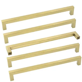 

Gold Cabinet Pulls Brushed Brass Drawer Pulls Gold Kitchen Cabinet Handles 12-3/5 Inches Hole Spacing (5Pcs)