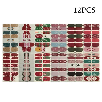 

12 Sheets Fashion DIY Christmas Series Fingernails Decoration Nail Art Sticker Professional Gift Decals Wrap Full Cover Manicure