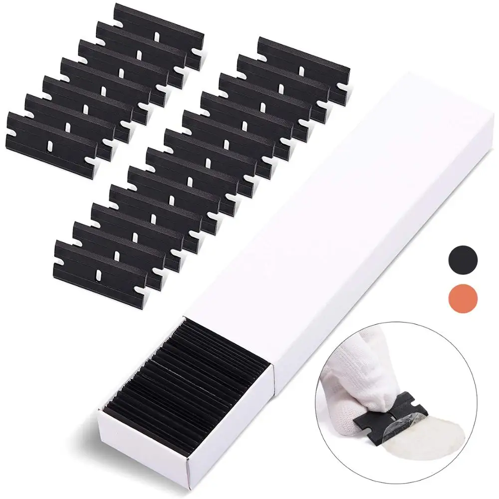 

EHDIS 100PCS Double-edge Razor Scraper Plastic Blade Vinyl Car Wrap Film Sticker Water Glue Remover Window Tint Glass Clean Tool