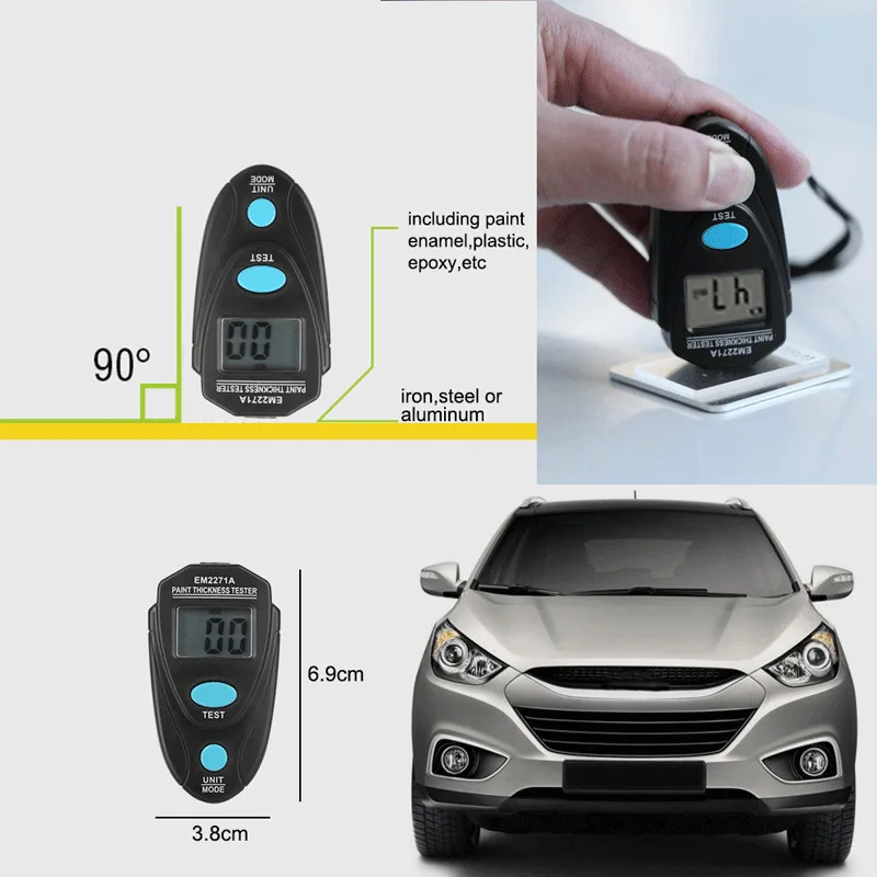 Мини автомобильный толщиномер ЖК-цифровой покраска Толщиномер инструмент для измерения толщиномер покрытия автомобиля