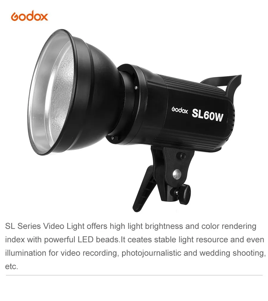 Godox LED Video Light SL-60W SL60W 5600K White Video Light Continuous Light + 60