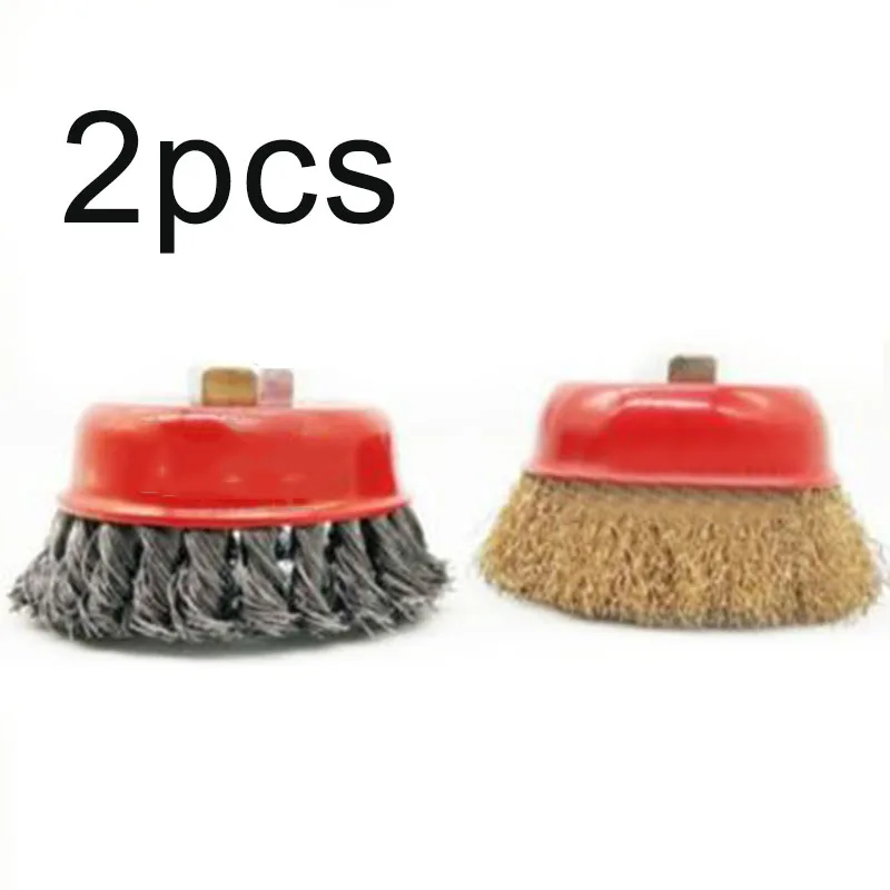 

2PCS Steel Joint Knot Wire Wheel Cup Brush Set Kit Disk For Drill Angle Grinder Gadget For Metal Rust Removal Polishing
