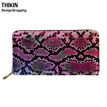 

THIKIN 3D Printing Leather Wallets Fashion Snake Skin Women Phone Bag Money Purse Card Holder Bags Zipper Long Clutch Carteras