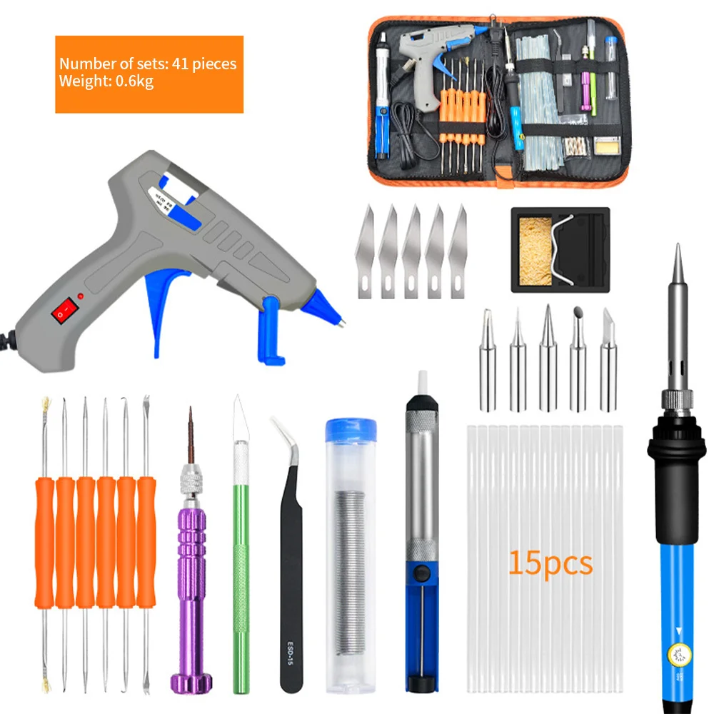 

41 In 1 Hot Melt Glue Gun 30W Carving Soldering Iron Glue Gun Set 60W Electric Soldering Iron Sewing Repair DIY Combination