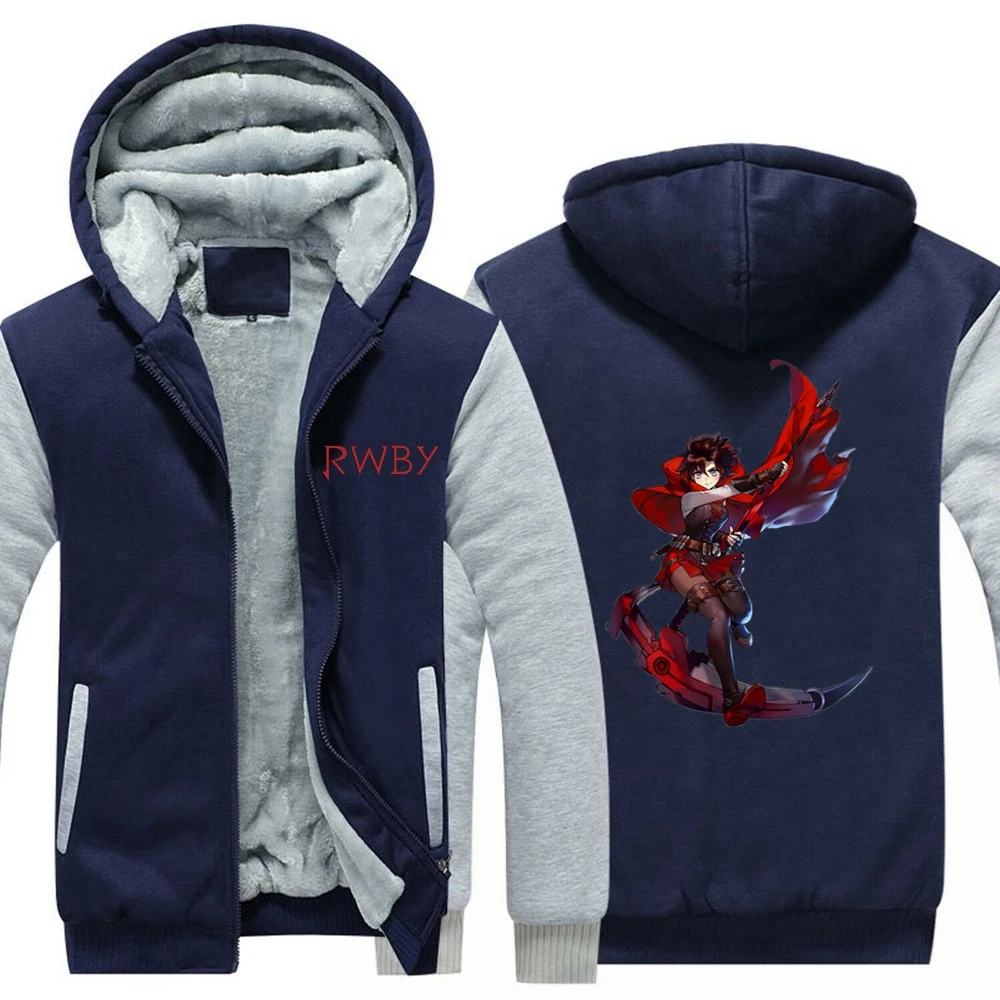 5 стилей RWBY Толстовка Рубиновая Роза аниме пальто куртка зимняя мужская Толстая толстовка на молнии - Цвет: 3