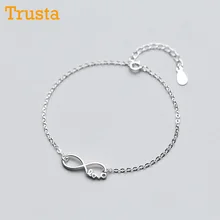 Trusta 925 Настоящее Стерлинговое Серебро модные женские туфли ювелирные изделия бесконечное браслеты на ногу Love Браслет 17 см, 22 см, для подарка для девочек леди DS830