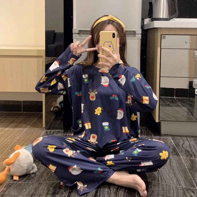 

Gagarich Cartoon Printed Pajamas Women Suit 2020 Spring New Style Loose Long-sleeved Pants Casual Tracksuit Homewear
