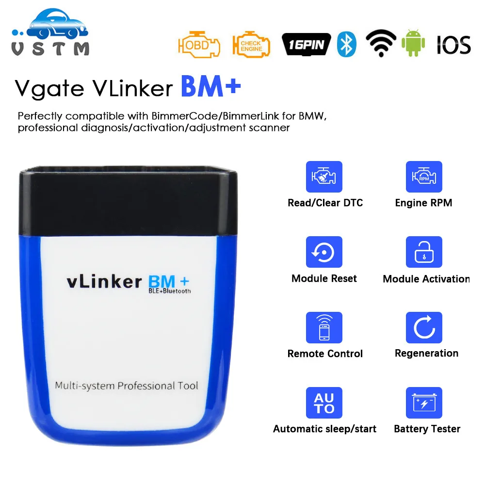Vgate vLinker BM+ For BMW Scanner ELM327 Bluetooth 4.0 OBD 2 wifi OBD2 Car Diagnostic Tool ELM 327 Auto ODB2 Bimmercode | Автомобили и