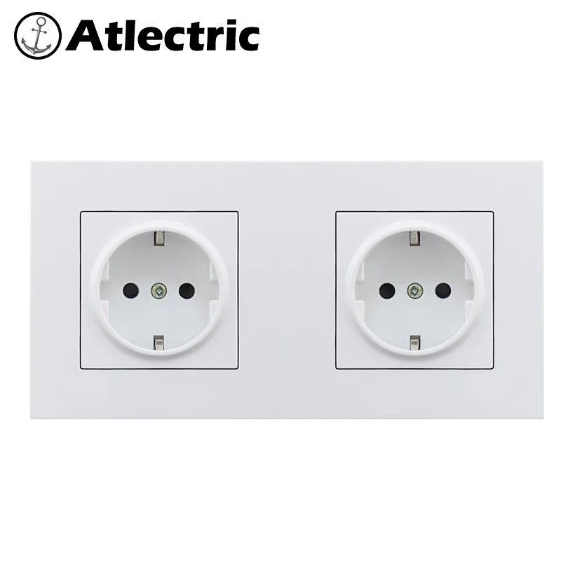 Atlectric 16A 110-250V EU/DE/RU стандартная вилка питания разъем заземления кристалл пластиковая панель электрическая розетка в стену розетки,socket