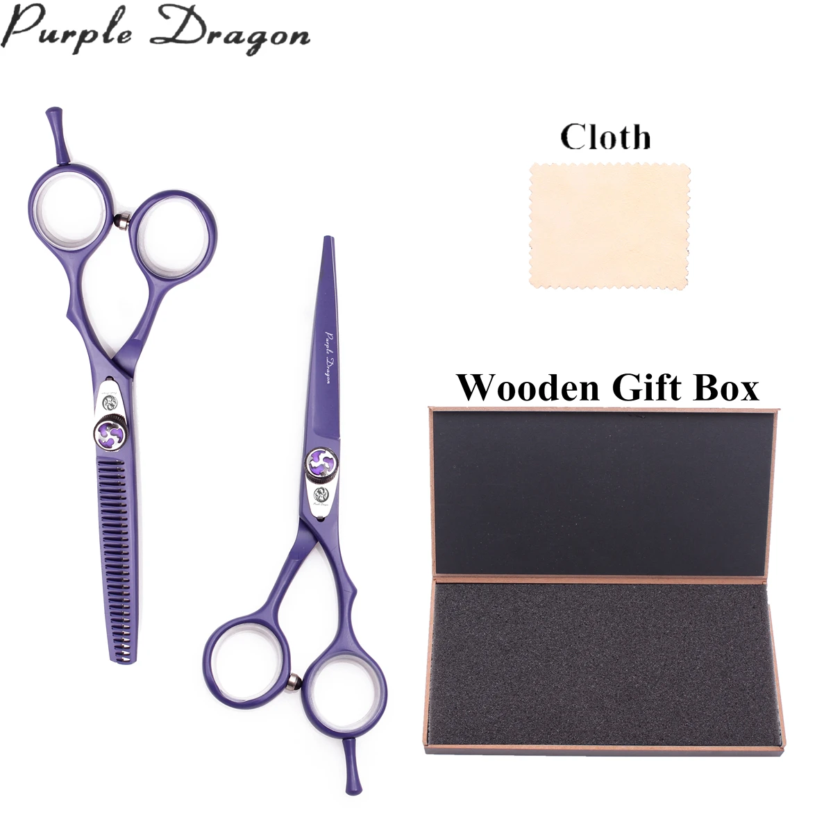 Набор для стрижки с деревянным чехлом Purple Dragon 6 0 дюйма ножницы из нержавеющей