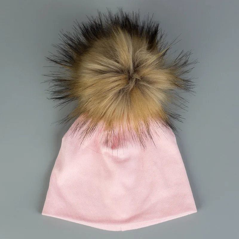 16Pink Geebro/детские меховые шапочки с шарами Skullie, модные зимние шапки для девочек с помпонами, теплые эластичные шапки унисекс, повседневные Шапки DK938 - Цвет: 16Pink