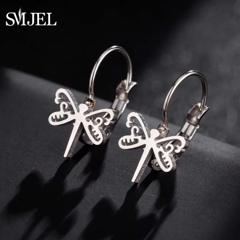 SMJEL серьги-гвоздики из нержавеющей стали в виде листьев, модные медицинские серьги бабочки в форме сердца ЭКГ, рождественские украшения, подарки - Окраска металла: 208